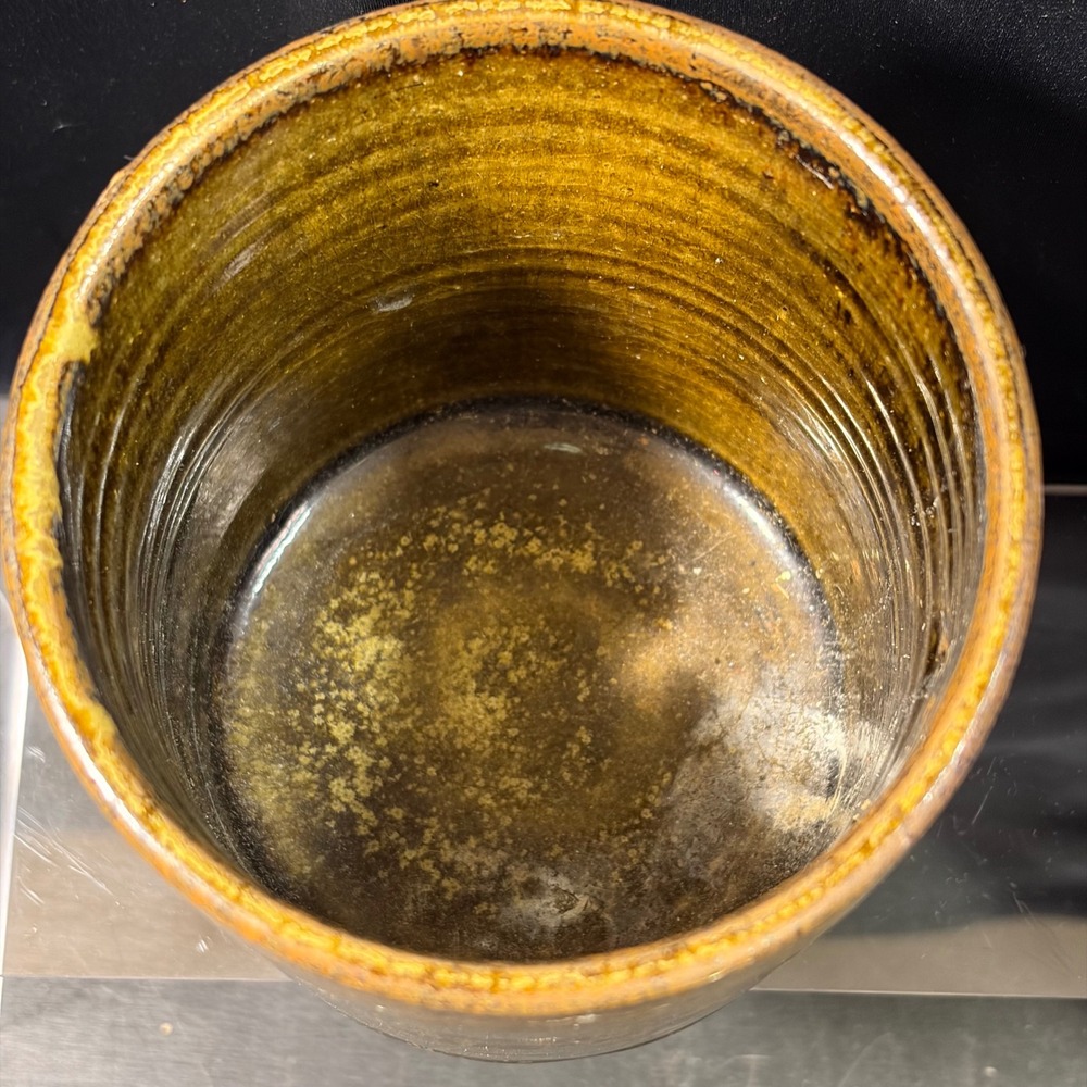 Vintage 1996 Studio Pottery Hand Thrown Ceramic Tumbler Earth Tone Glaze 4in - Picture 6 of 11